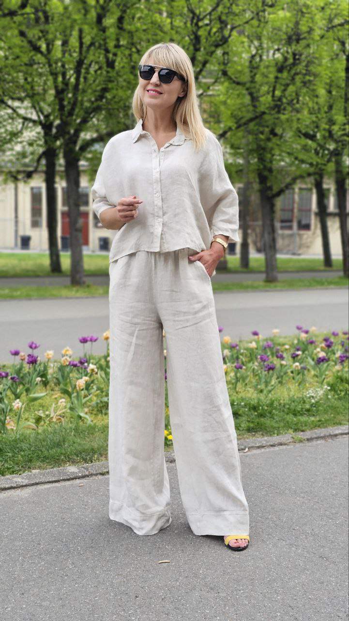 Koszula lniana Capri - beż