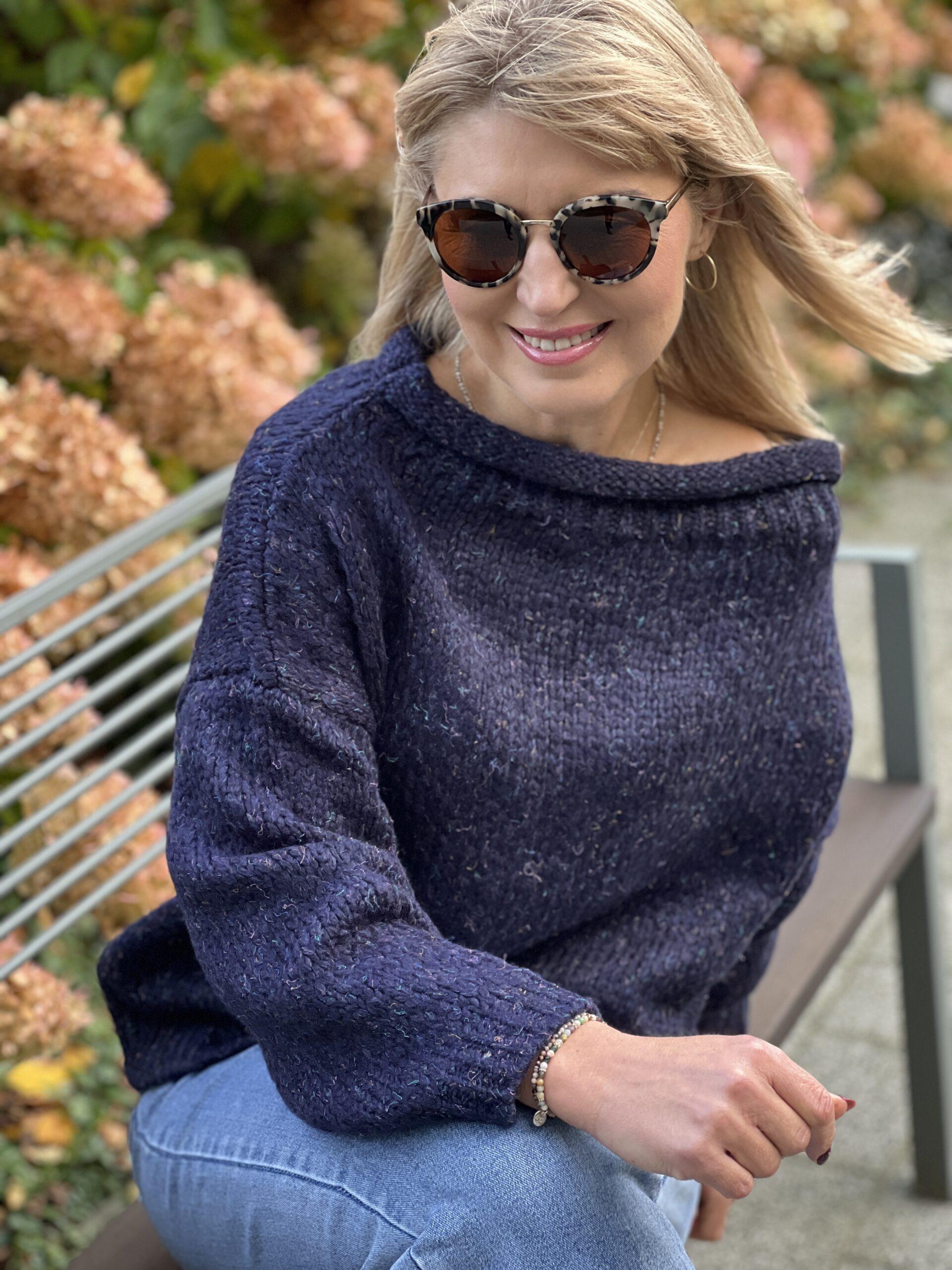 Sweter Rulon - granatowy melanż – Studioborycka