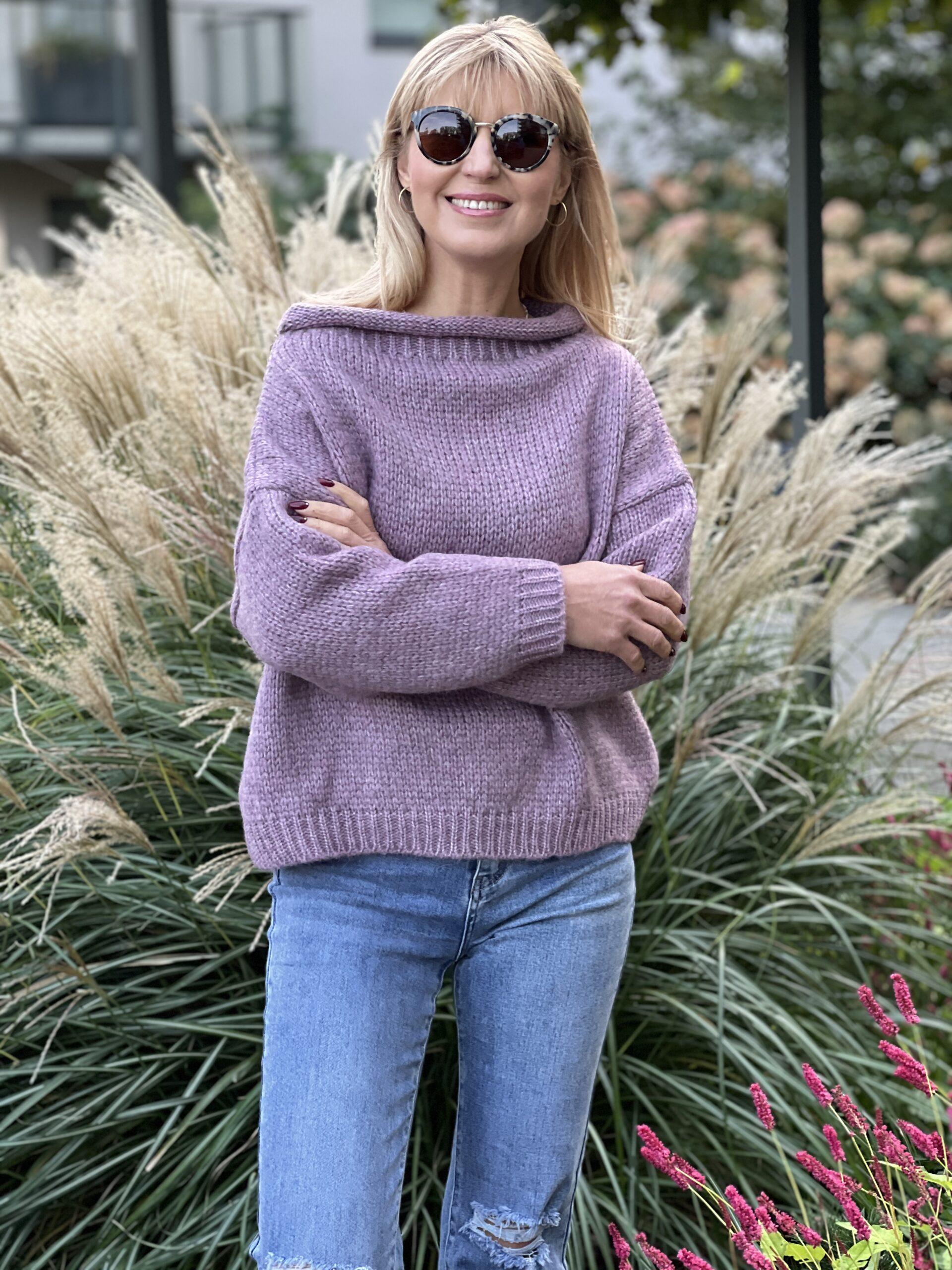 Sweter Rulon - Wrzosowy – Studioborycka