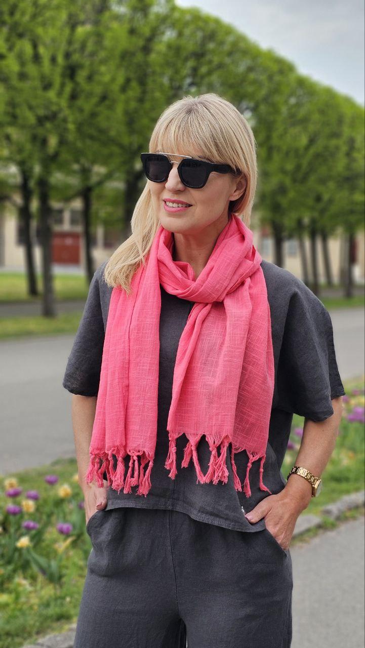 Szal 100% bawełna - malinowy – Studioborycka