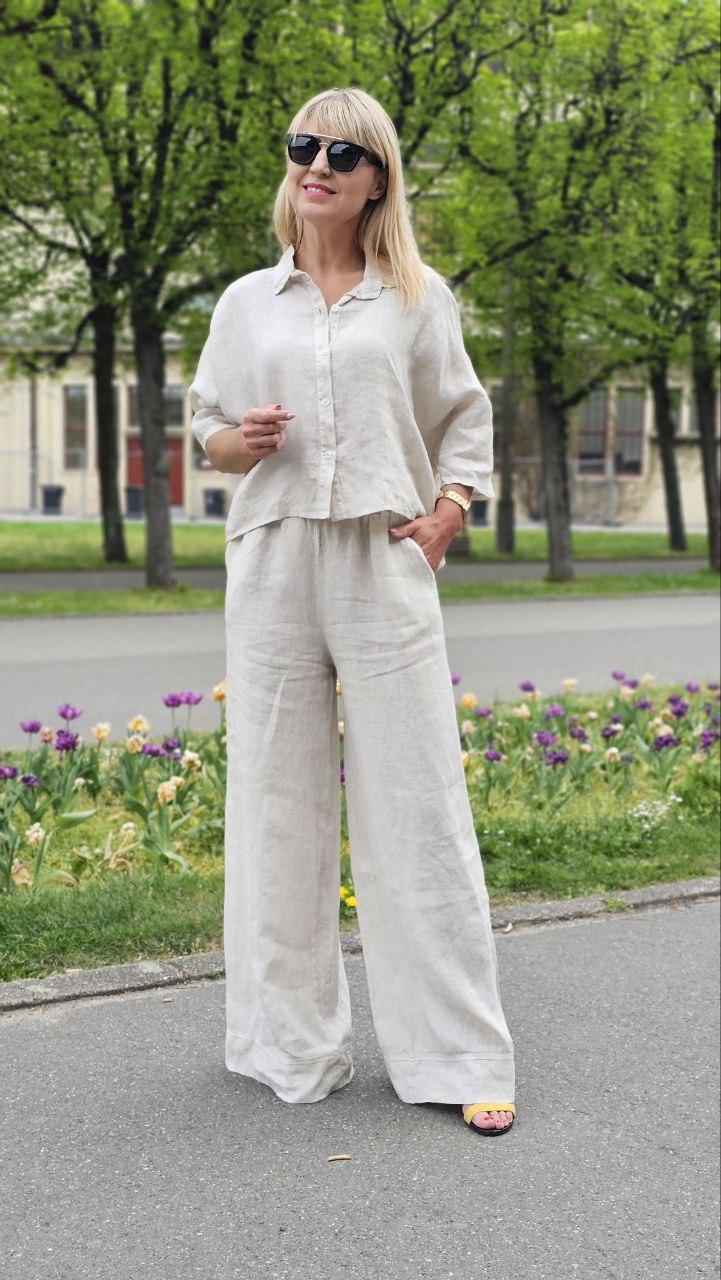Koszula lniana Capri - beż – Studioborycka