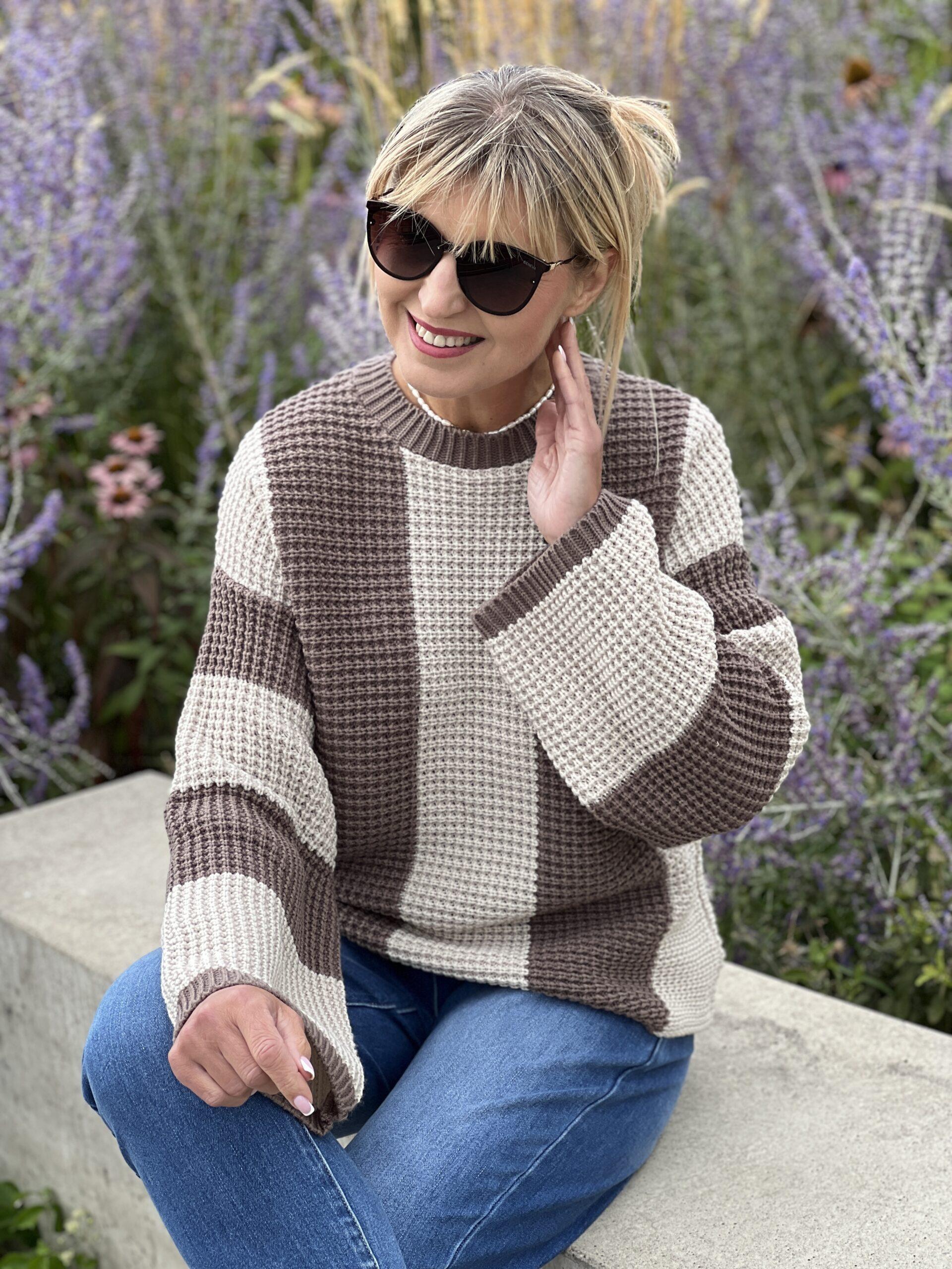 Sweter Modena – beżowo–czekoladowy – Studioborycka