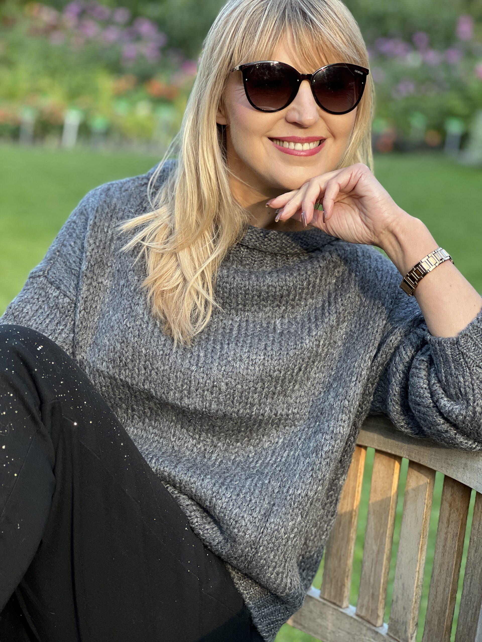 Sweter Rulon - srebrzysty grafit – Studioborycka