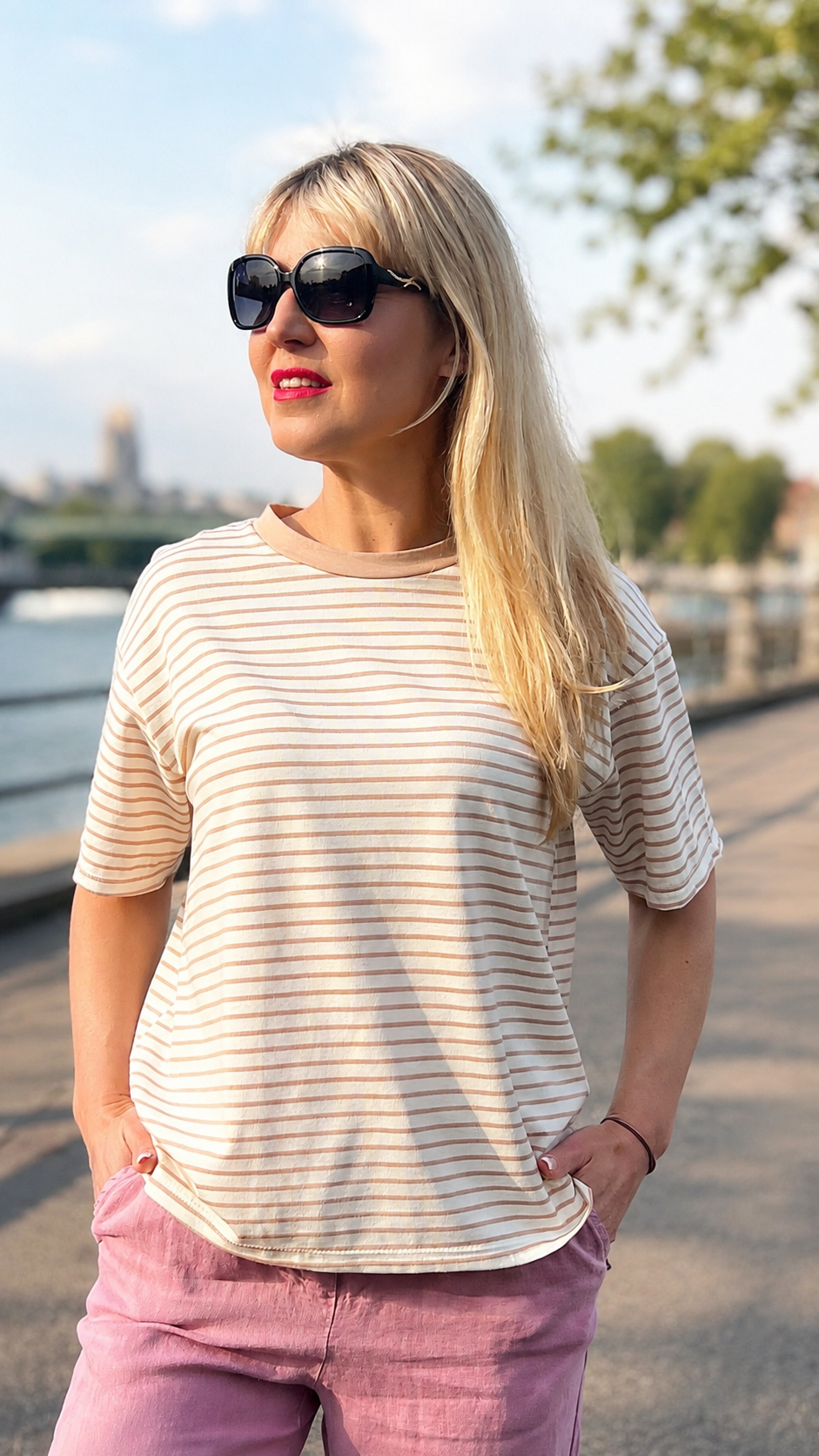 Bluzka Riga - beżowe paski – Studioborycka