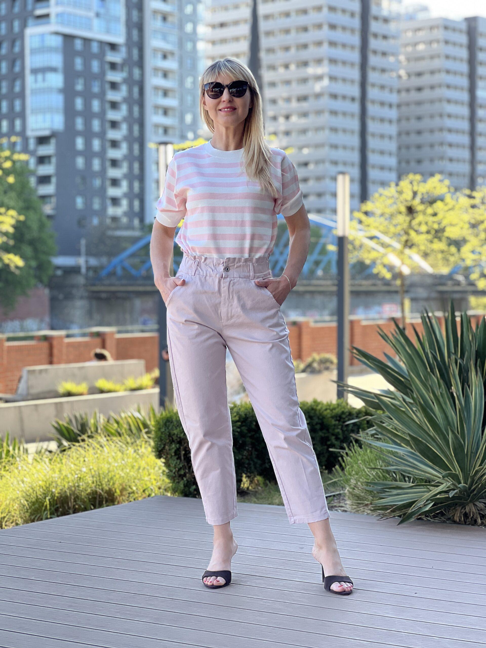 Sweter Capri: różowo-biały – Studioborycka