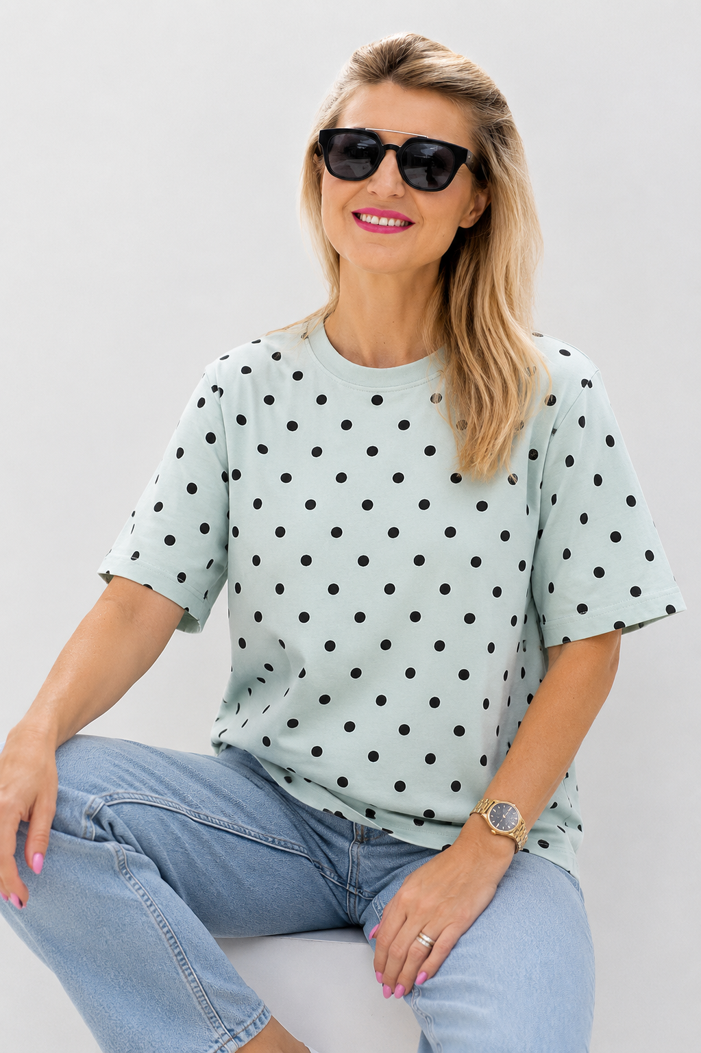 Bluzka kropki - mięta – Studioborycka